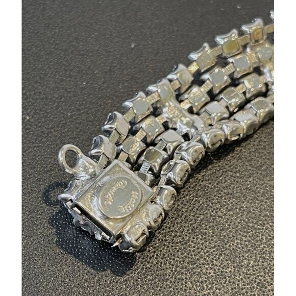 Vintage Hattie Carnegie Rhinestone Bracelet With Baguette & Round Stones Safety - Picture 5 of 10